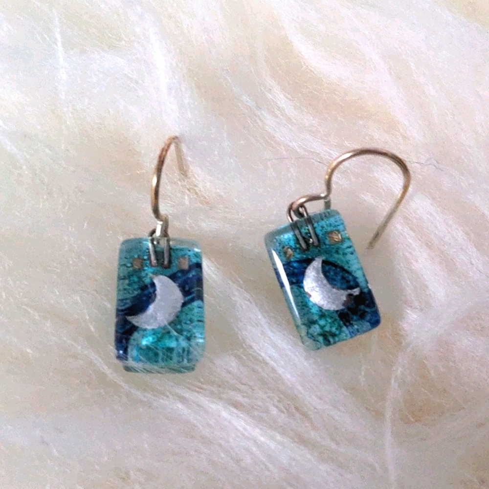 NEW Crescent moon drop Earrings - handmade